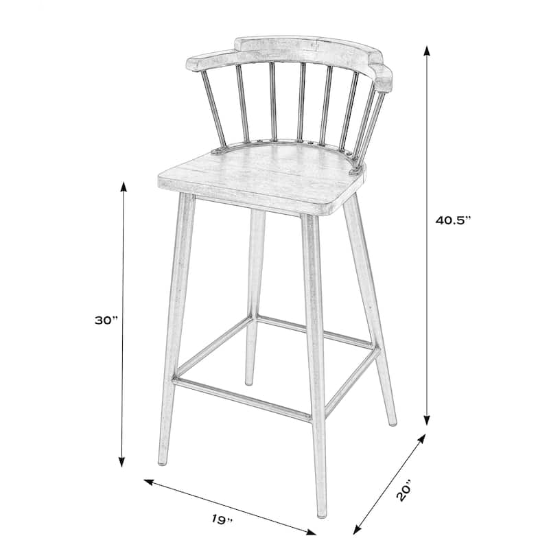Merrick Wood and Iron Spindle Bar Stool