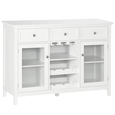 Coffee Bar Cabinet with 3 Drawers, 6-Bottle Wine Rack, Stemware Racks, Glass Door, Sideboard Cabinet, Wine Cabinet