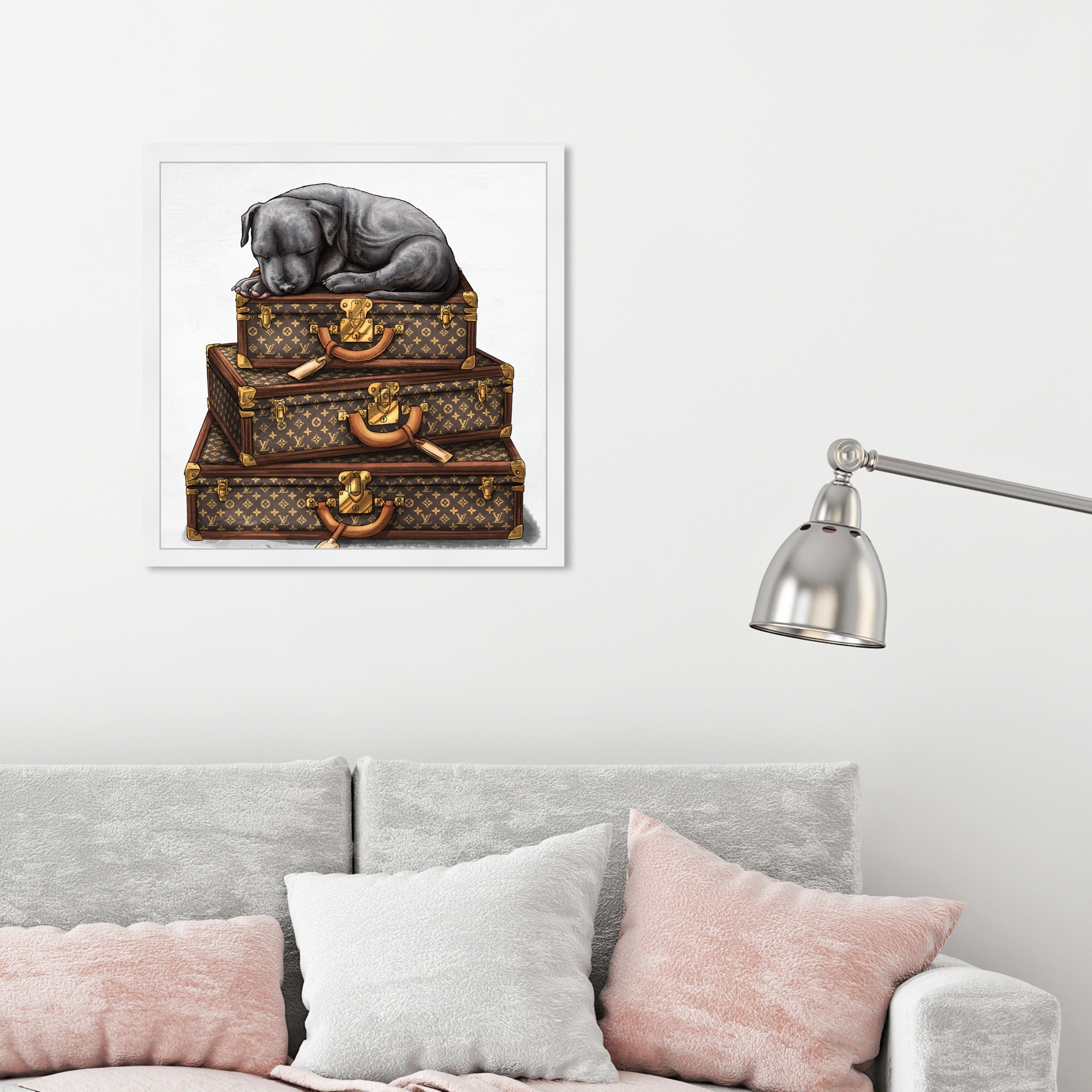 Oliver Gal 'sleeping Pitbull Suitcase' Fashion and Glam Wall Art