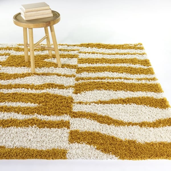 slide 2 of 5, Demeter Modern Shag Area Rug 5'3" x 7' - Gold