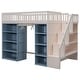 preview thumbnail 15 of 13, Full Size Solid Wood Loft Bed with Storage Cabinets and Curtain