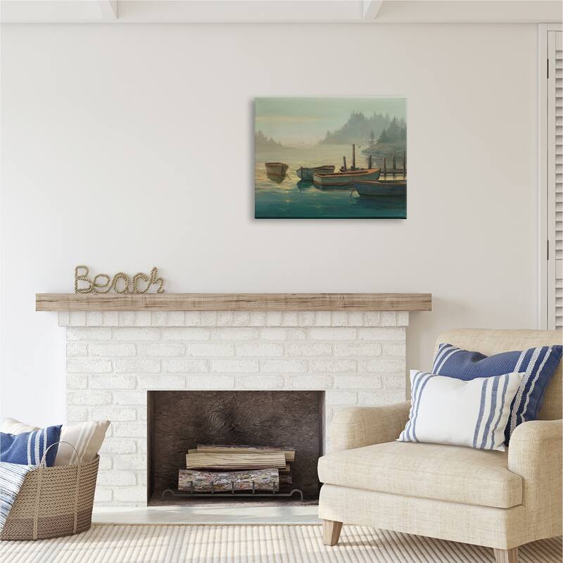Stupell Docked Boats Landscape Canvas Wall Art Design by Michael Humphries