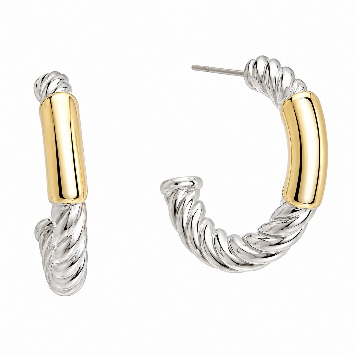 Juvell Two Tone Gold Plated Brass Fancy Hoop Earrings - N/A
