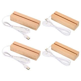 Wooden Rectangle LED Lights Display Base (2 / Warm Light and 2 ...
