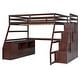 preview thumbnail 48 of 83, Loft Bed Frame wDesk and Storage Staircase, Wood Loft Bed with 7 Drawers and 2 Shelves, Kid's Loft Bed Study Bed with Staircase