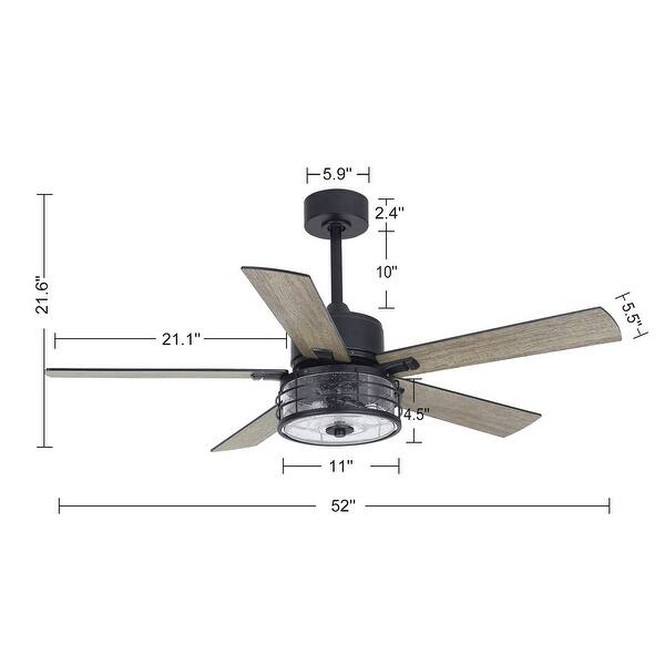 52inch Black Industrial Ceiling Fan with Light and Remote Bed Bath