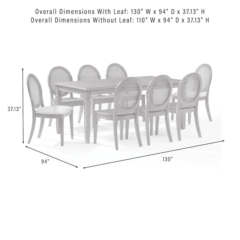 Crosley Katia 9Pc Dining Set With Cane-Back Upholstered Chairs