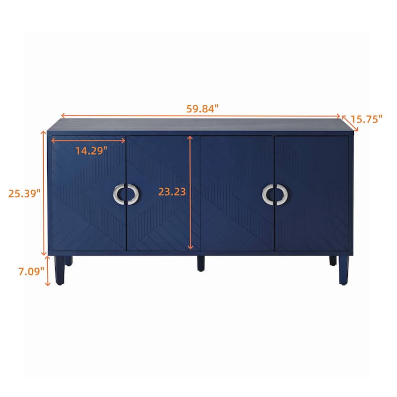 Stylish and Functional 4-Door Storage Cabinet with Adjustable Shelves