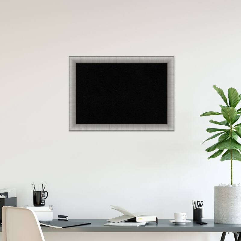 Elegant Brushed Framed Black Corkboard Bulletin Board
