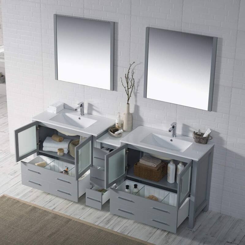 Blossom Sydney 84" Solid Wood Double Sink Bathroom Vanity with Cabinet