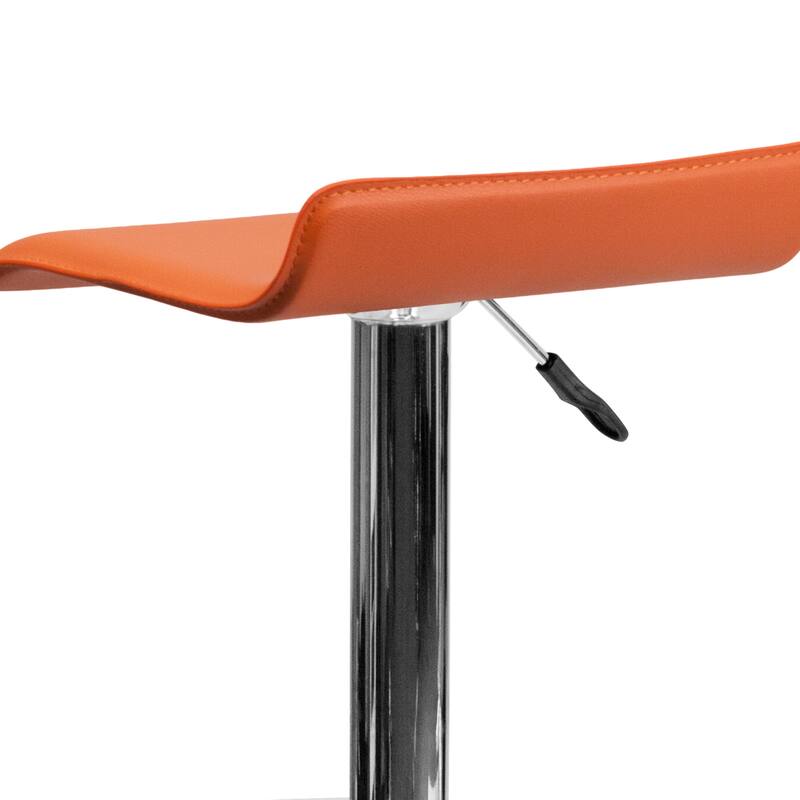 Contemporary Solid Wave Seat Vinyl Adjustable Bar Stool - 15"W x 15"D x 25.5" - 34"H - 15"W x 15"D x 25.5" - 34"H