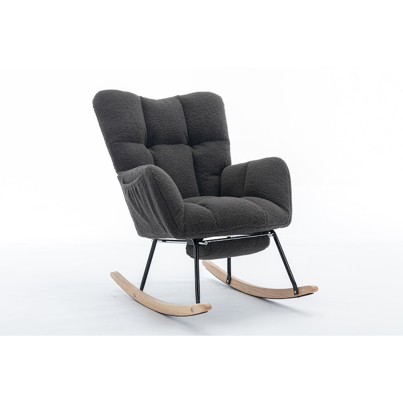Fabric Rocking Chair With Adjustable Footrest