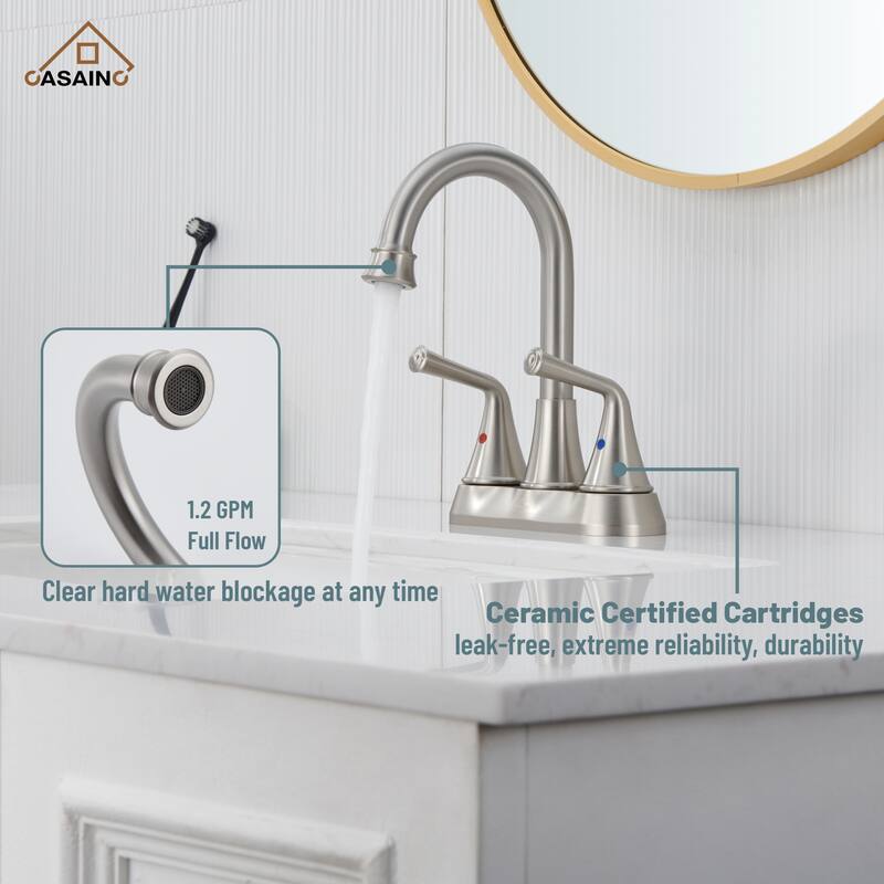 4 in. Centerset Double Handle Bathroom Faucet with Drain Kit Included