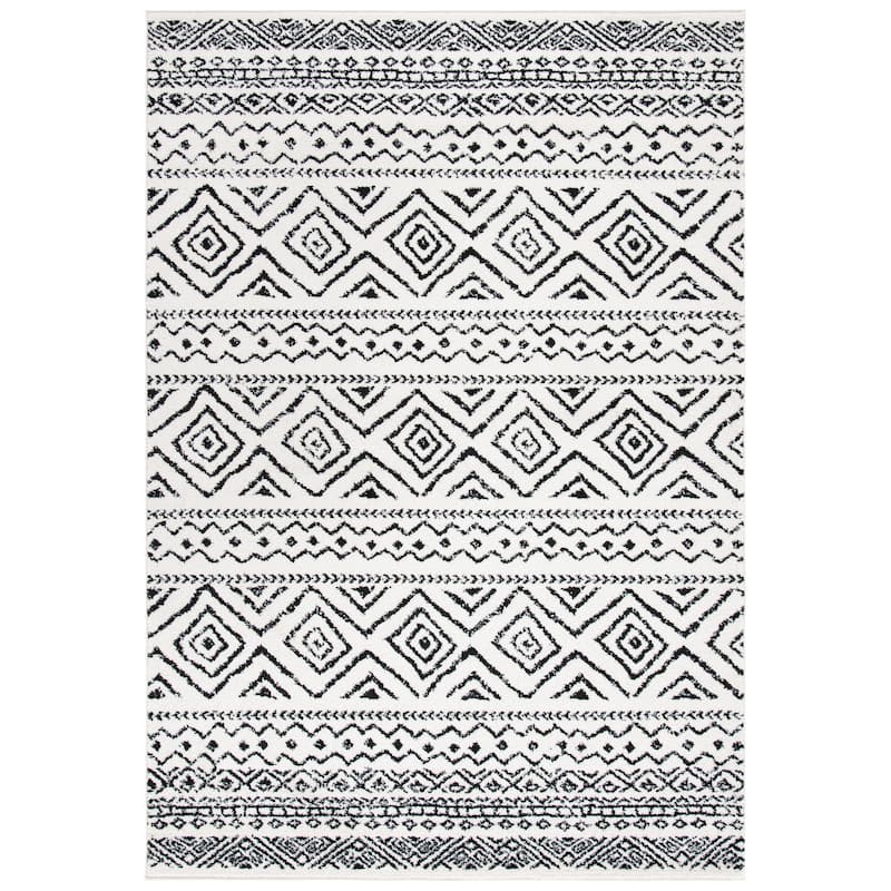 SAFAVIEH Tulum Vassilia Moroccan Boho Distressed Rug - 2' x 5' - Ivory/Black