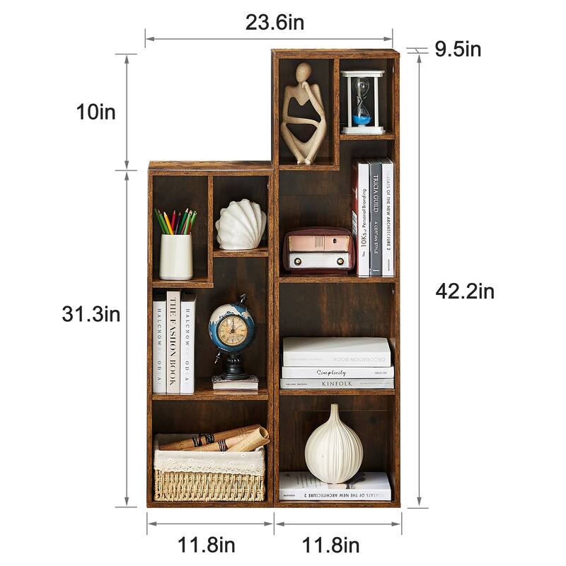 VECELO 3-Tier Bookcase and 4-Tier Bookcase set, Modern & Contemporary Wooden Bookshelf sets(set of 2)