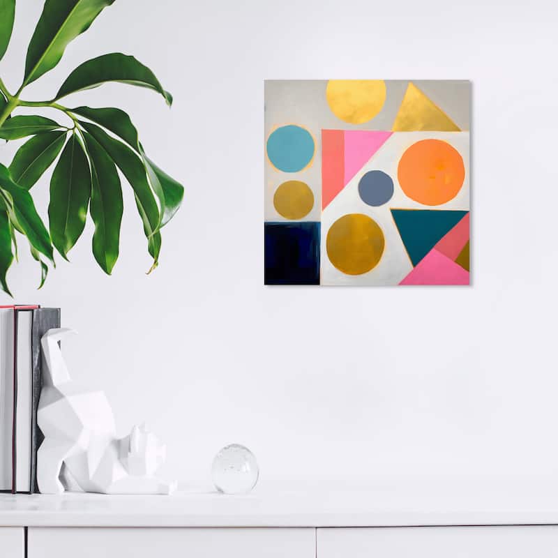 Wynwood Studio Canvas Abstract Quadro di poligoni Gold and Metallic Gold Modern & Contemporary Wall Art Canvas Print - 12 x 12