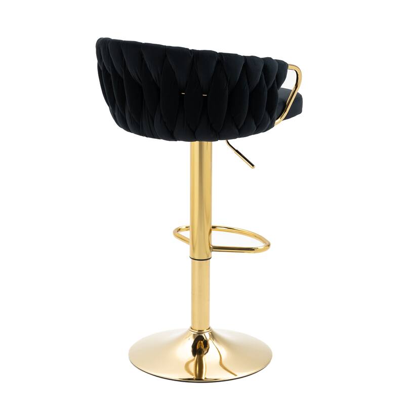 2 Set Counter Height Adjustable Velvet Bar Stools
