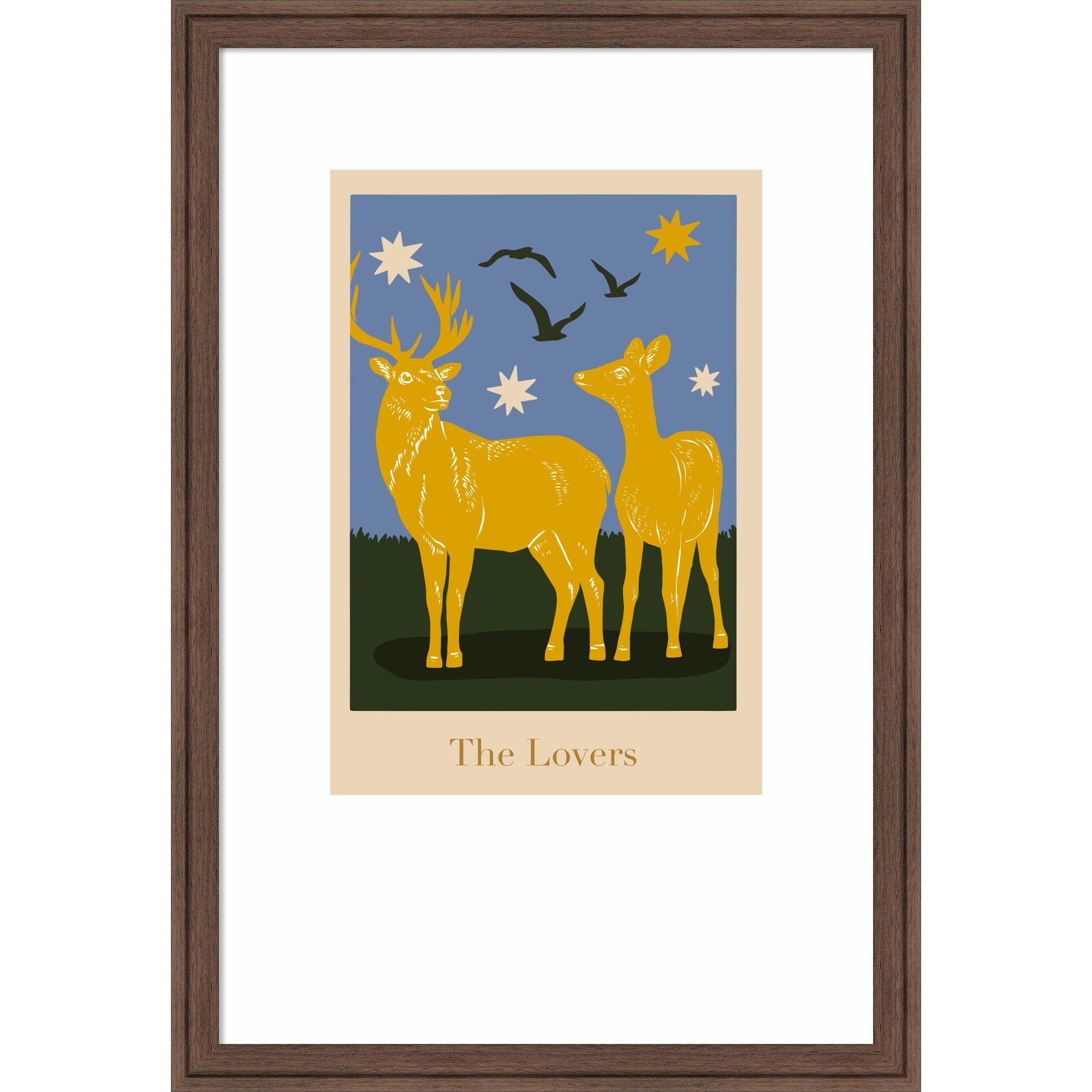 Modern Tarot Lovers Poster by Alina Shulhouskaya Wood Framed Wall Art Print