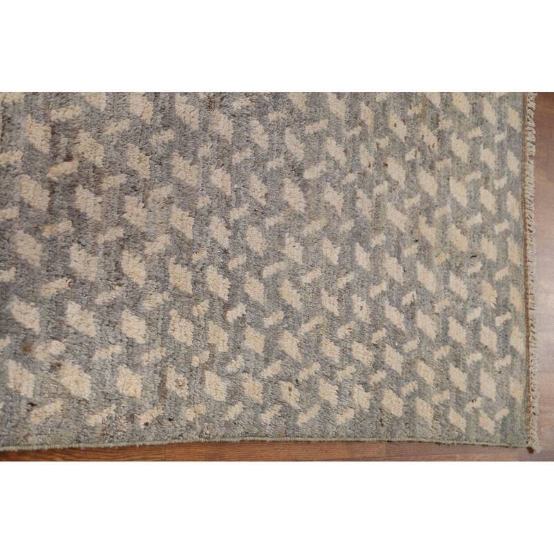 Hand Knotted Oriental 100% Wool Carpet Modern All-Over Greys & Charcoal Moroccan Area Rug - 7' 8'' X 5' 1''