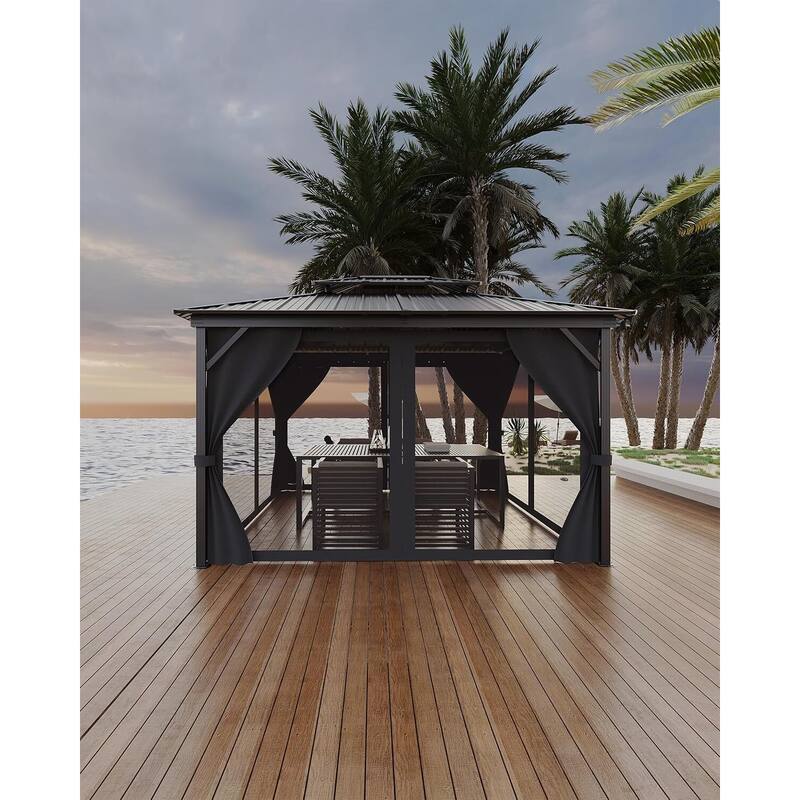 10'x12' Hardtop Gazebo for Patio, Deck, Backyard, Lawn, and Garden - 10X12 Ft - Grey