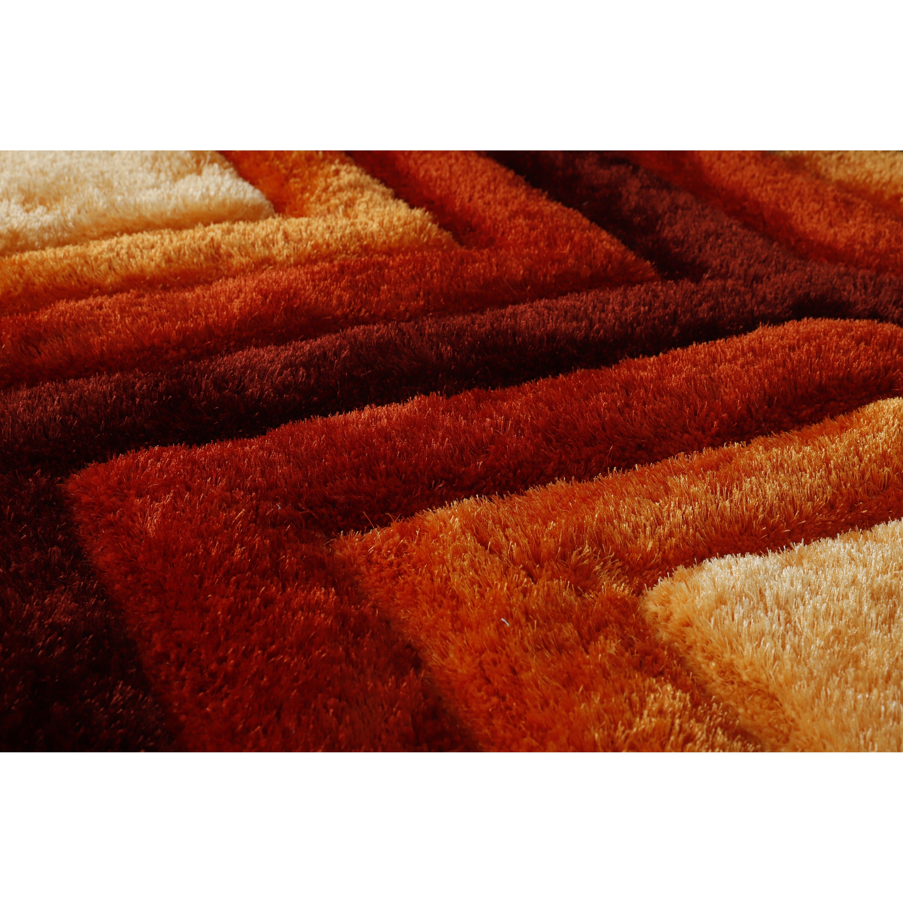 Mateos Shag Red/Orange Contemporary Designed Area Rug - Overstock