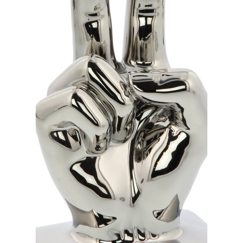 Porcelain Ceramic Hands Sculpture - Set of 3 Silver - CosmoLiving by Cosmopolitan - 3"W x 4"L x 6"H