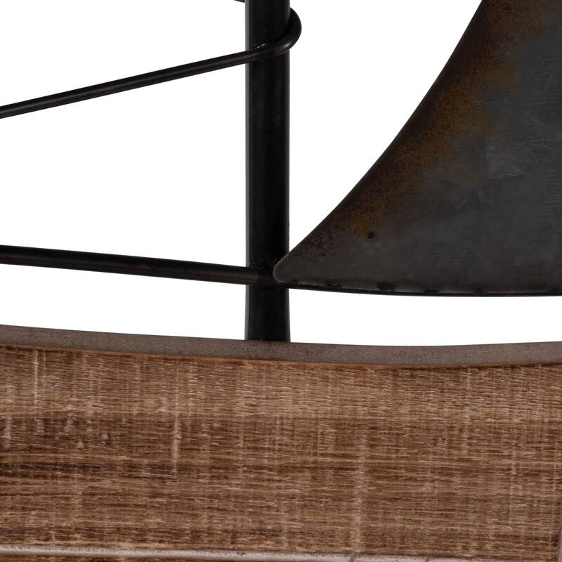 Sagebrook Home Coastal 19" Metal Boat Wall Decor Nautical Brown and Charcoal Gray