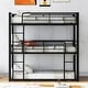 preview thumbnail 2 of 14, Metal Twin Size Triple Bunk Kids Bed with Two Ladders and Guardrails,Metal Frame Space-saving Design