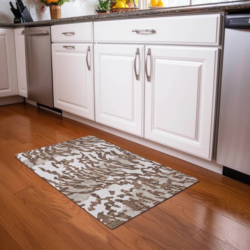 Premium Washable Super Soft Modern Tiger Mayfield Rug - Chocolate - 1'8" x 2'6"