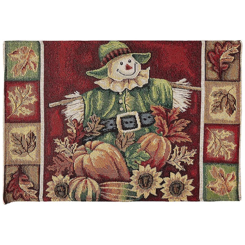 Violet Linen Fall Harvest Thanksgiving Autumn Leaves Sunflowers, 13" X 19" Rectangler, Set of 4, Decorative Place Mats