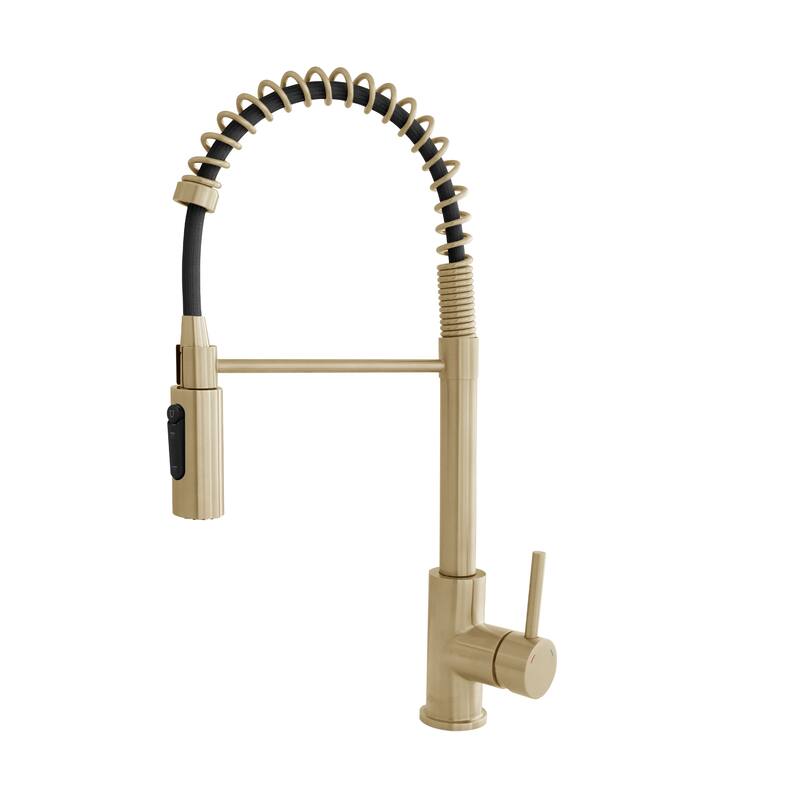 Milano Pull-Down Kitchen Faucet with water filter. Stainless Steel Gold.