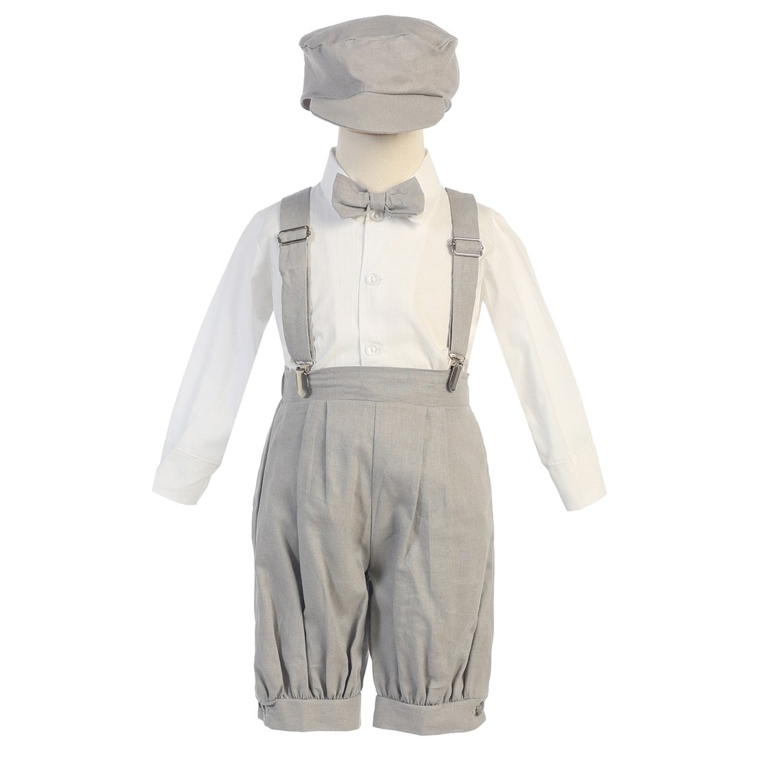 Lito Little Boys Charcoal Suspenders Short Pants Hat Easter Outfit Set 2-4T