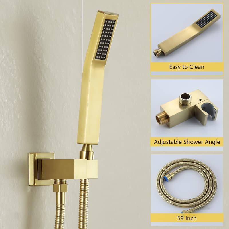 3-Function 12-In Wall Mounted Shower System with Tub Faucet