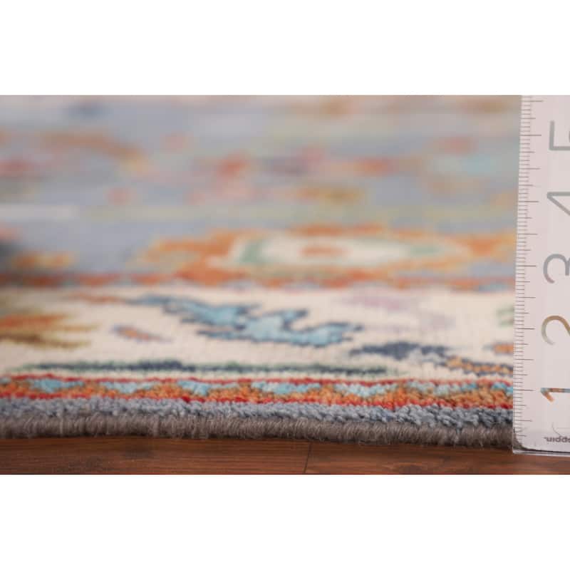 Floral Blue Oushak Oriental Area Rug Handmade Wool Carpet - 4'0" x 5'11"