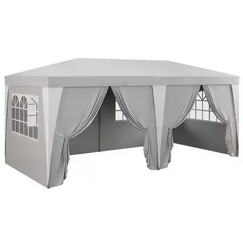 19'x10' Pop-Up Canopy,Removable Sidewalls,Windows,Adjustable Height