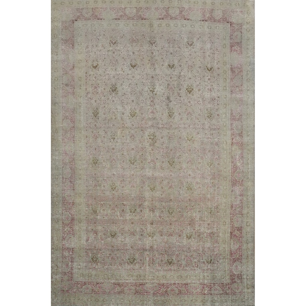 Hand Knotted Oriental 100% Wool Carpet Traditional All-Over Green Mahal Area Rug - 12' 3'' X 8' 9''