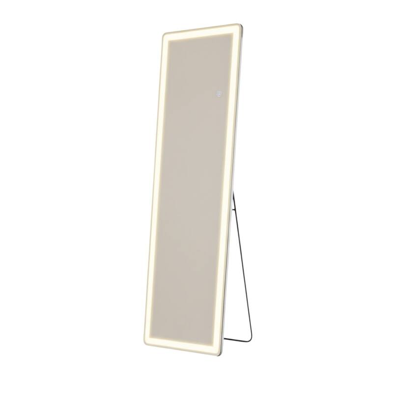 HomeRoots 60" Clear Lighted Freestanding and Wall Mount Frameless Full Length Mirror - 16.00 in. x 60.00 in. x 0.80 in.