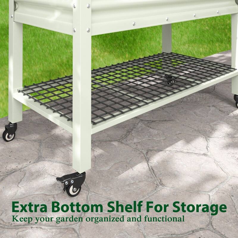 VEIKOUS 7.8 Cu.ft Galvanized Steel Raised Garden Bed, Large Outdoor Planter Box with Drainage Holes, Wheels