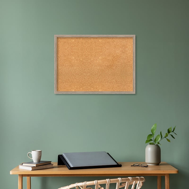Hardwood Wedge Wood Framed Natural Corkboard Bulletin Board