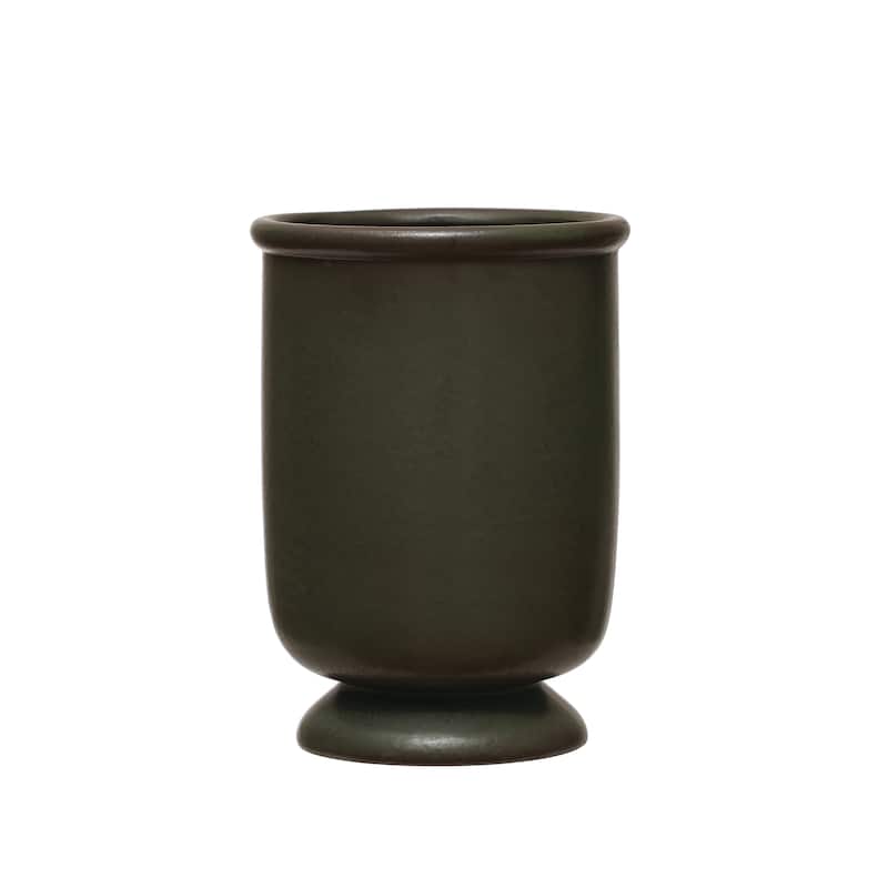 Stoneware Vase with Reactive Glaze - 6.5"L x 6.5"W x 8.6"H - Green