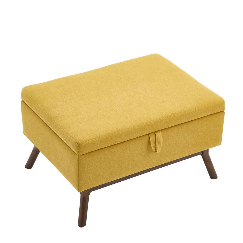 Mid-century modern square coffee table storage bench, assembled, suitable for living room