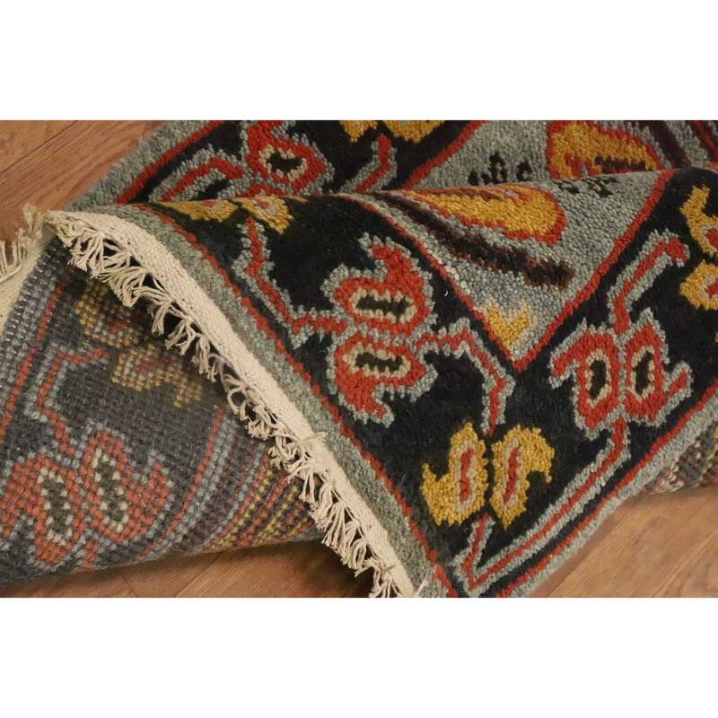 Hand Knotted Oriental 100% Wool Carpet Traditional Geometric Oranges & Rust Kazak Runner Rug - 9' 9'' X 2' 6''