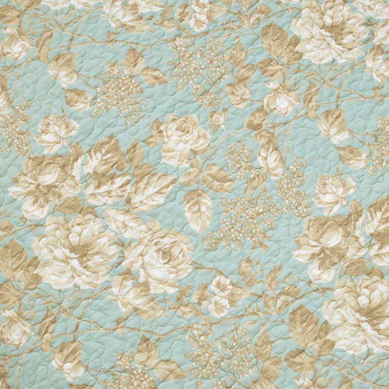 Laura Ashley Brompton Serene Aqua Reversible Cotton Quilt Set On Sale