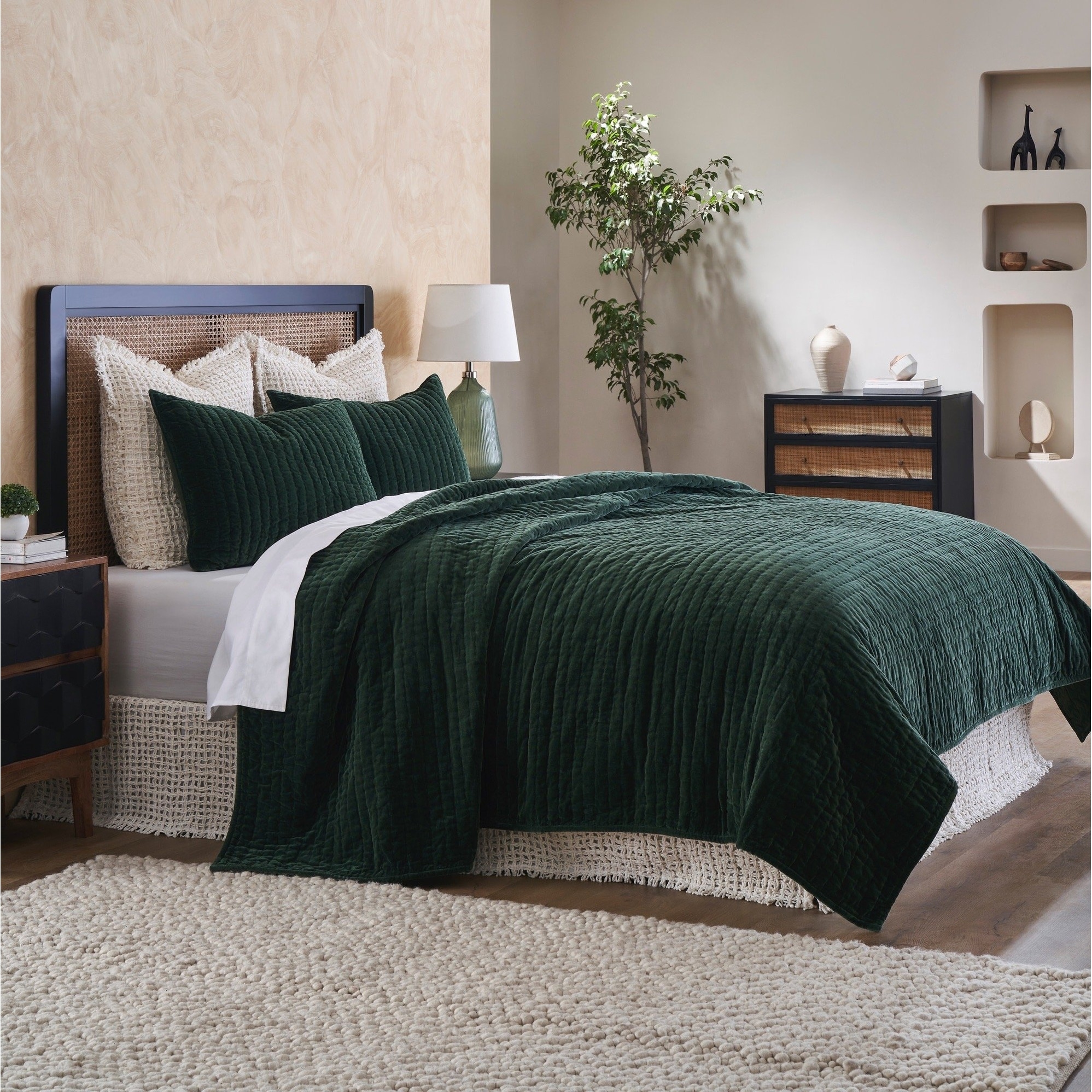 Ethan, Cotton/Velvet, Kale, Quilt or Sham