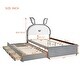 preview thumbnail 38 of 68, LED Rabbit Kids Bed Velvet Upholstered Platform Bed Fairytale Animals Theme Bed with Trundle and 3 Drawers, 12pcs+12pcs Slats
