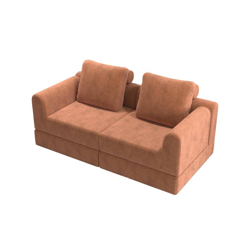 Folding 2 Tier Loveseat Sofa Portable Futon Couch with Cushion Support