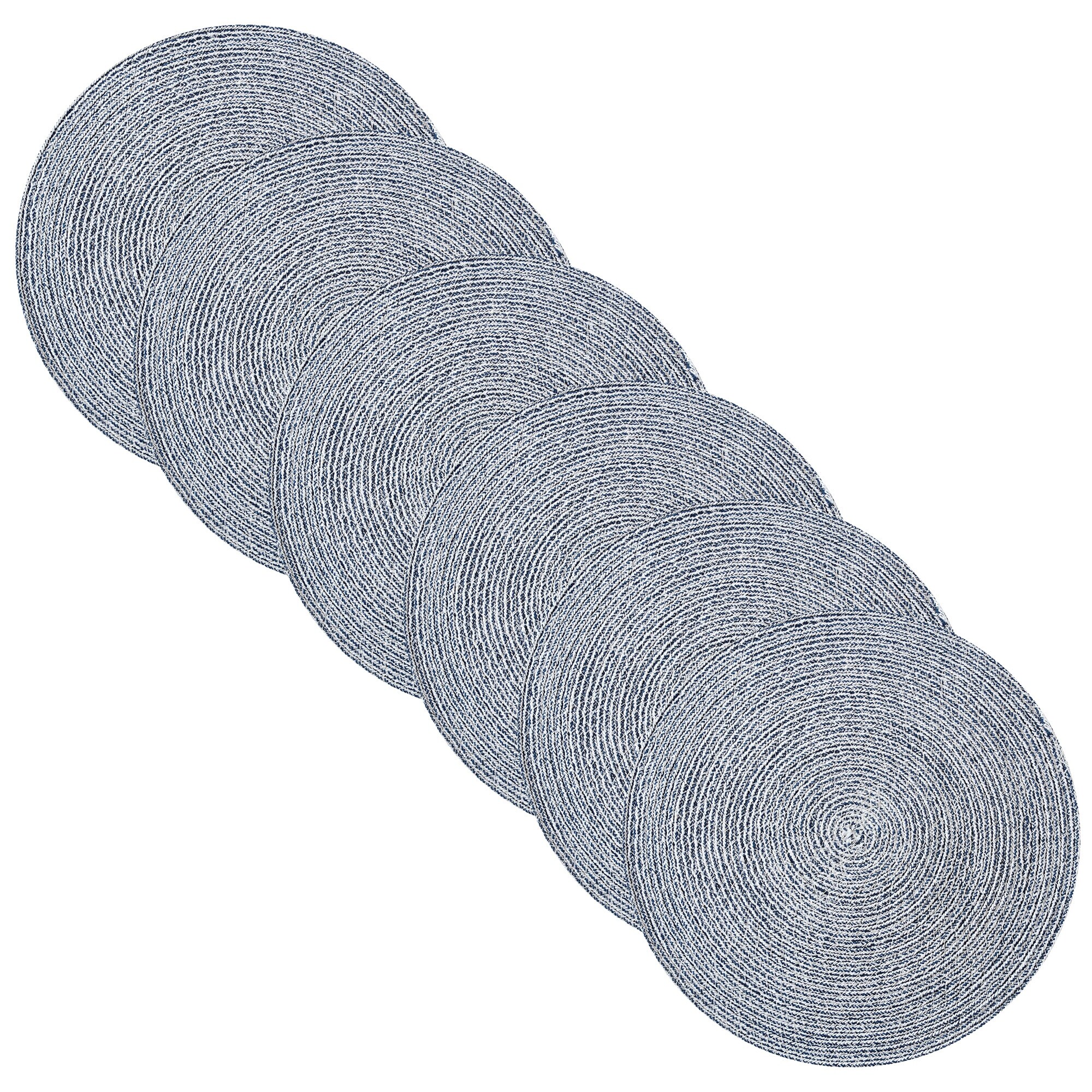 Sweet Home Collection Two Tone Cotton 15" Round Woven Placemats Sets (Set of 4 or 6)