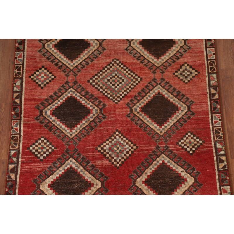 Hand Knotted Oriental 100% Wool Carpet Traditional Tribal Red Lori Runner Rug - 8' 10'' X 4' 5''
