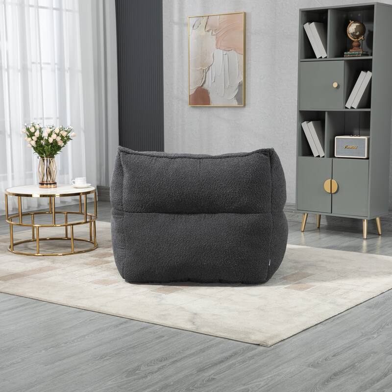GDFStudio - COOLMORE Boucle Bean Bag Chair with Memory Foam Filling for Ultimate Comfort