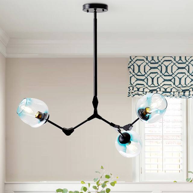 Belladepot Modern Full-angle Adjustable Chandelier with Smoked Glass Shades - 3 Light - Blue